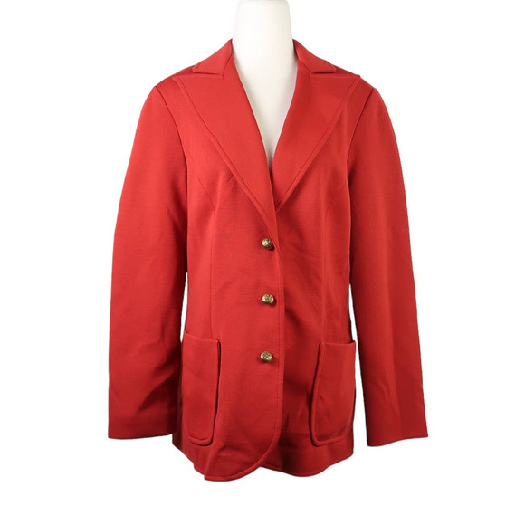 Vintage 70s Alex Colman rust red belted blazer jacket M - Picture 5 of 7